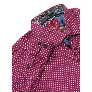 AU NOIR Long Sleeve Shirt Purple White Daisy Medallion Mens Large